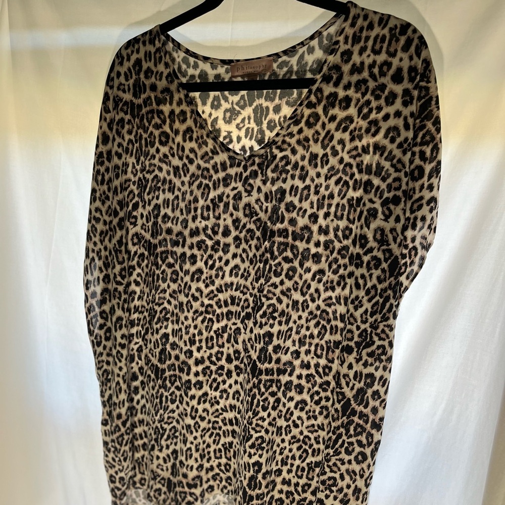 philosophy woman republic clothing Leopard Print V-Neck T-shirt Size 3X